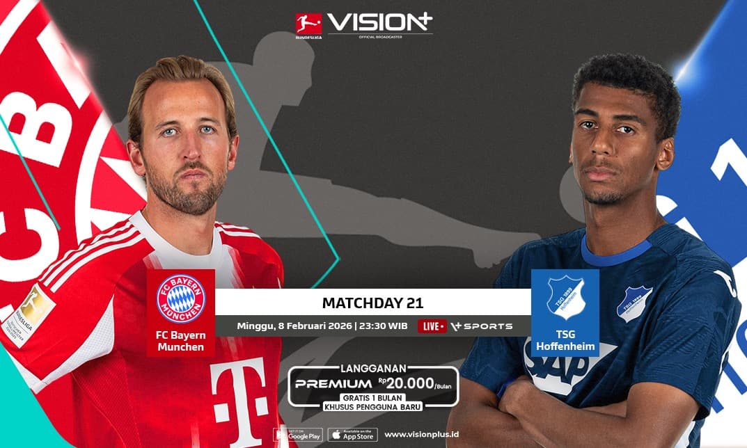 Link dan Jadwal Nonton Bayern Munchen vs Hoffenheim Bundesliga 2025/26, Live di VISION+ Link dan Jadwal Nonton Bayern Munchen vs Hoffenheim Bundesliga 2025/26, Live di VISION+