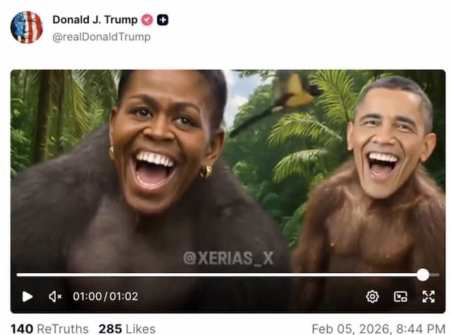 Unggah Video Keluarga Obama sebagai Kera, Trump Tak Mau Minta Maaf Unggah Video Keluarga Obama sebagai Kera, Trump Tak Mau Minta Maaf
