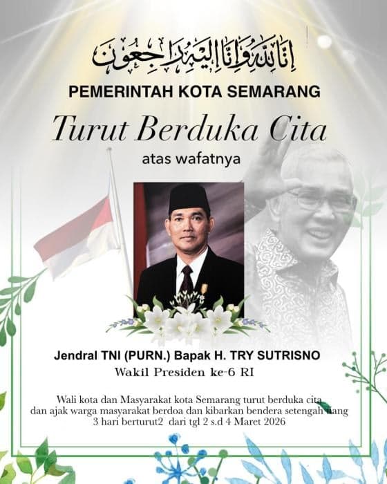 Wali Kota Semarang Ajak Warga Berdoa dan Kibarkan Bendera Setengah Tiang untuk Kenang Try Sutrisno Wali Kota Semarang Ajak Warga Berdoa dan Kibarkan Bendera Setengah Tiang untuk Kenang Try Sutrisno