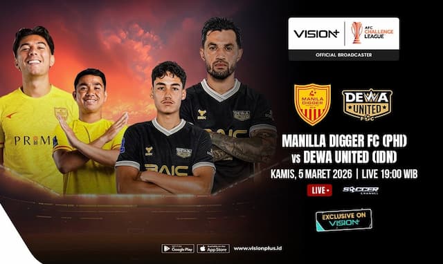 Live Streaming Manila Digger FC vs Dewa United di AFC Challenge League 2026, Nonton di VISION+ Live Streaming Manila Digger FC vs Dewa United di AFC Challenge League 2026, Nonton di VISION+