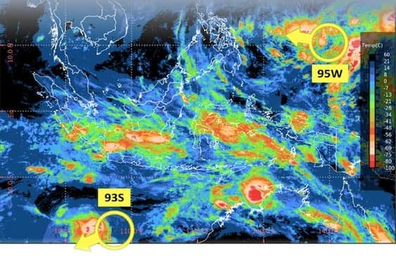 Bibit Siklon Tropis 93S dan 95W Muncul di Perairan Indonesia, Waspada Gelombang Tinggi Bibit Siklon Tropis 93S dan 95W Muncul di Perairan Indonesia, Waspada Gelombang Tinggi