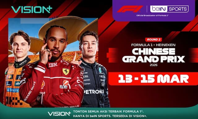 Formula 1 GP China 2026 Hadirkan Race Seru, Saksikan Live Streaming di VISION+ Formula 1 GP China 2026 Hadirkan Race Seru, Saksikan Live Streaming di VISION+