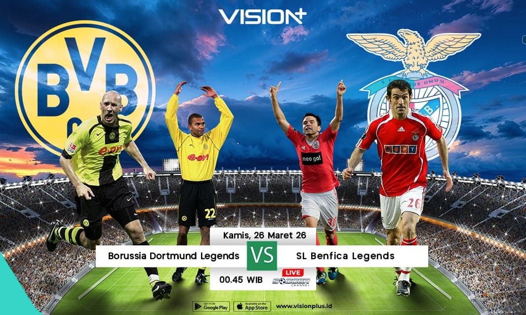 Nonton Match Legendaris Borussia Dortmund Legends vs Benfica Legends, Tayang di VISION+ Nonton Match Legendaris Borussia Dortmund Legends vs Benfica Legends, Tayang di VISION+