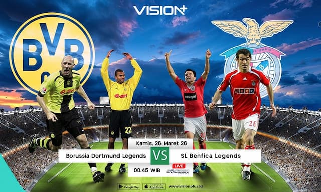 Nonton Match Legendaris Borussia Dortmund Legends vs Benfica Legends, Tayang di VISION+ Nonton Match Legendaris Borussia Dortmund Legends vs Benfica Legends, Tayang di VISION+
