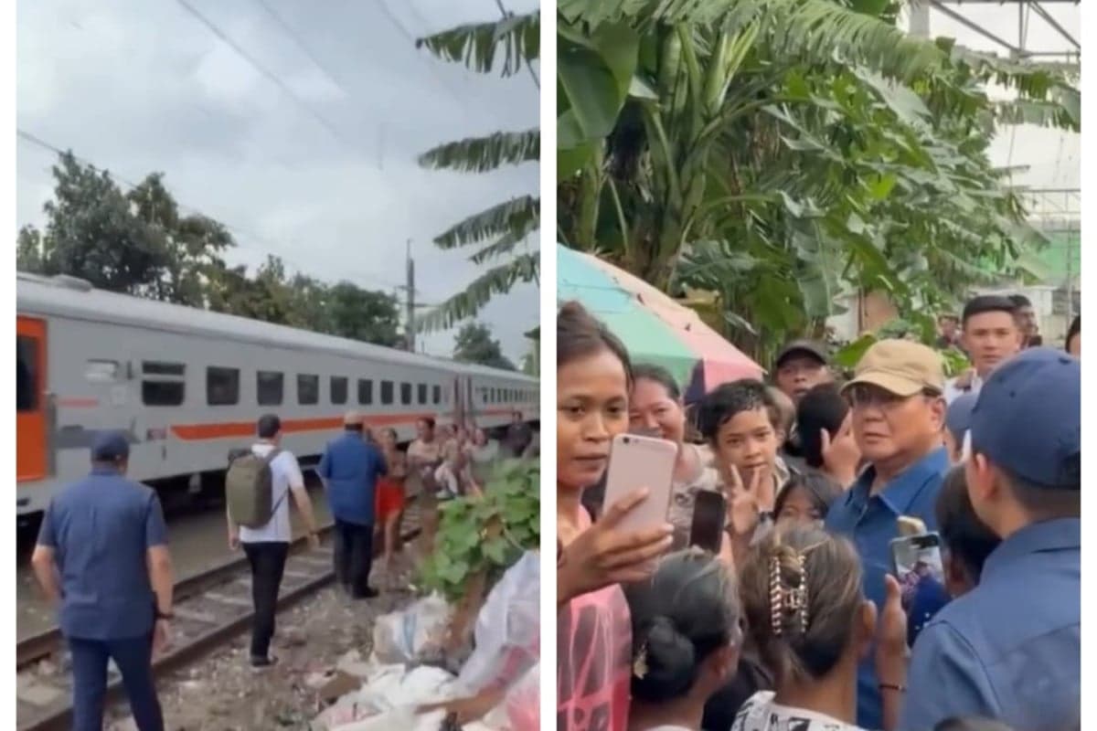 Momen Prabowo Menyusuri Permukiman di Bantaran Rel Kereta Api Senen Tanpa Pengawalan Ketat Momen Prabowo Menyusuri Permukiman di Bantaran Rel Kereta Api Senen Tanpa Pengawalan Ketat