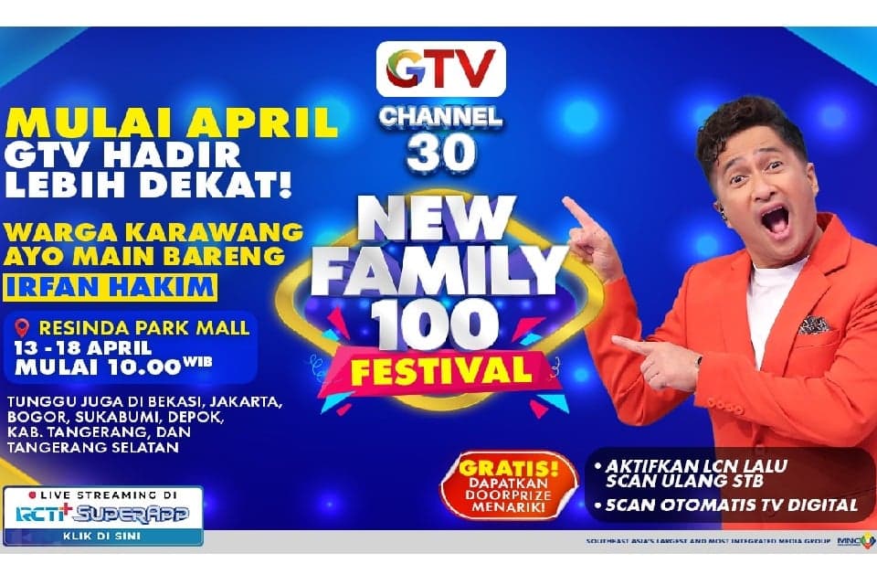 Hadir Sapa Warga Karawang, GTV Persembahkan New Family 100 Festival Bareng Irfan Hakim! Hadir Sapa Warga Karawang, GTV Persembahkan New Family 100 Festival Bareng Irfan Hakim!