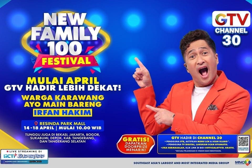Warga Karawang Yuk Merapat! GTV Hadir Lebih Dekat Persembahkan New Family 100 Festival Bareng Irfan Hakim! Warga Karawang Yuk Merapat! GTV Hadir Lebih Dekat Persembahkan New Family 100 Festival Bareng Irfan Hakim!
