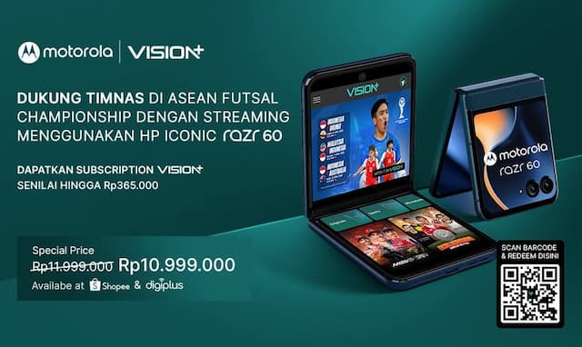 Jadwal ASEAN Futsal Championship 2026 di VISION+, Nonton Makin Praktis dengan Motorola Razr 60! Jadwal ASEAN Futsal Championship 2026 di VISION+, Nonton Makin Praktis dengan Motorola Razr 60!