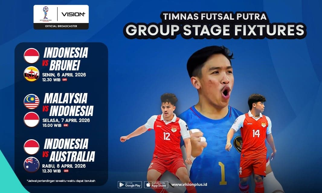 Perjuangan Timnas di Piala AFF Futsal, Ini Jadwal Lengkap dan Link Streaming di VISION+ Perjuangan Timnas di Piala AFF Futsal, Ini Jadwal Lengkap dan Link Streaming di VISION+