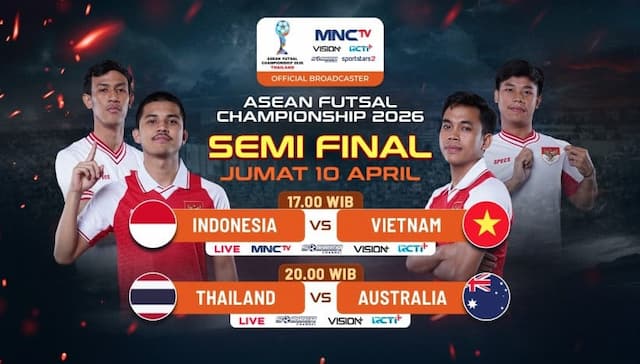 Timnas Futsal Indonesia vs Vietnam di Semifinal ASEAN Futsal Championship 2026: Saksikan di MNCTV Timnas Futsal Indonesia vs Vietnam di Semifinal ASEAN Futsal Championship 2026: Saksikan di MNCTV