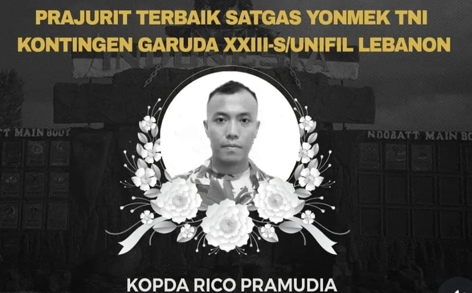 Rico Pramudia yang Gugur di Lebanon Naik Pangkat Menjadi Kopda Anumerta Rico Pramudia yang Gugur di Lebanon Naik Pangkat Menjadi Kopda Anumerta