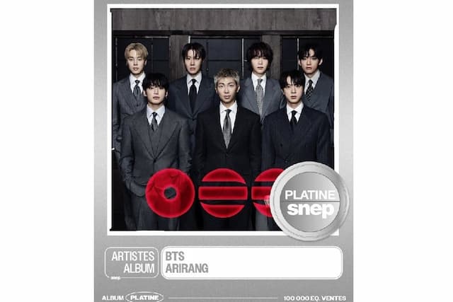 Dominasi Global BTS Berlanjut, Album ARIRANG Raih Platinum di Prancis Dominasi Global BTS Berlanjut, Album ARIRANG Raih Platinum di Prancis