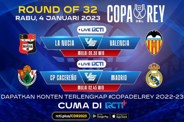 Link live streaming RCTI Plus 32 Besar Copa del Rey: Ada Duel Real Madrid Link live streaming RCTI Plus 32 Besar Copa del Rey: Ada Duel Real Madrid