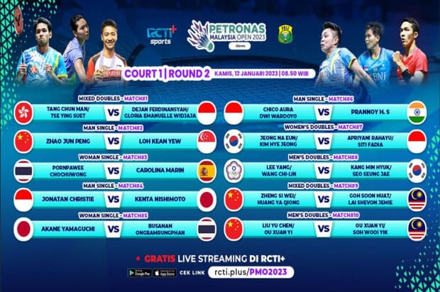 Link Live Streaming Malaysia Open 2023 di RCTI Plus, Gratis! Link Live Streaming Malaysia Open 2023 di RCTI Plus, Gratis!