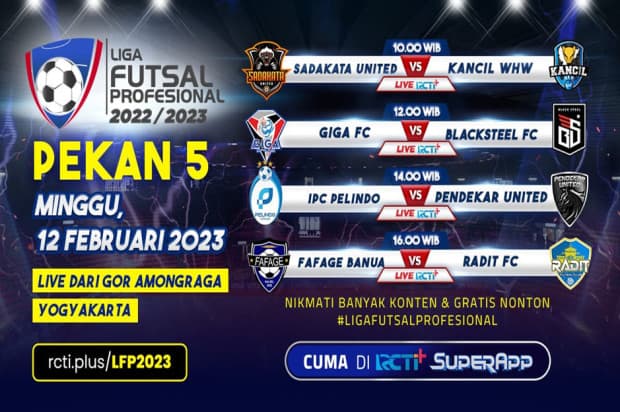 Link Live Streaming Liga Futsal Profesional: Gratis di RCTI+! Link Live Streaming Liga Futsal Profesional: Gratis di RCTI+!