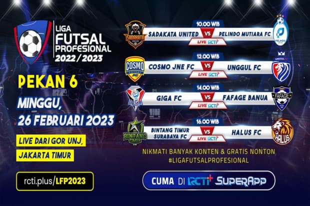 Live di RCTI Plus! Pekan ke-6 Liga Futsal Profesional, Bintang Timur Surabaya vs Halus FC Live di RCTI Plus! Pekan ke-6 Liga Futsal Profesional, Bintang Timur Surabaya vs Halus FC