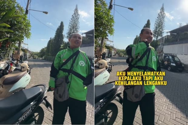 Viral! Driver Ojol Difabel Kehilangan Tangan Sejak Kecil, Kisahnya Bikin Bule Menangis Viral! Driver Ojol Difabel Kehilangan Tangan Sejak Kecil, Kisahnya Bikin Bule Menangis