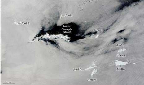 Gunung Es A-68A Buang 168 Miliar Ton Air Tawar ke Laut Saat Ambruk