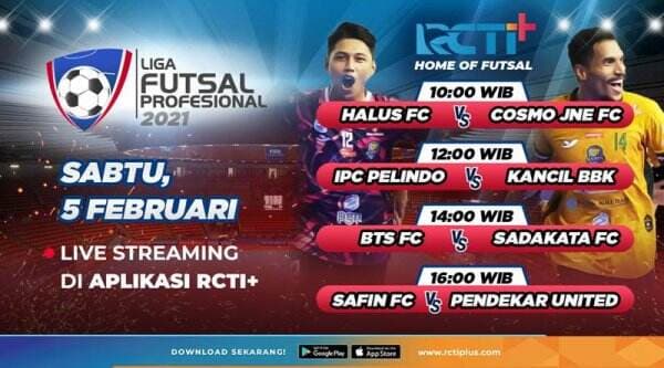 Catat! Link Live Streaming Liga Futsal Profesional 2021 Pekan Kelima di RCTI+: