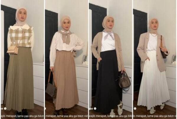 Makin Anggun, Ini 4 Inspirasi Padu Padan Pleats Skirt ala Hijabers yang Bisa Ditiru!