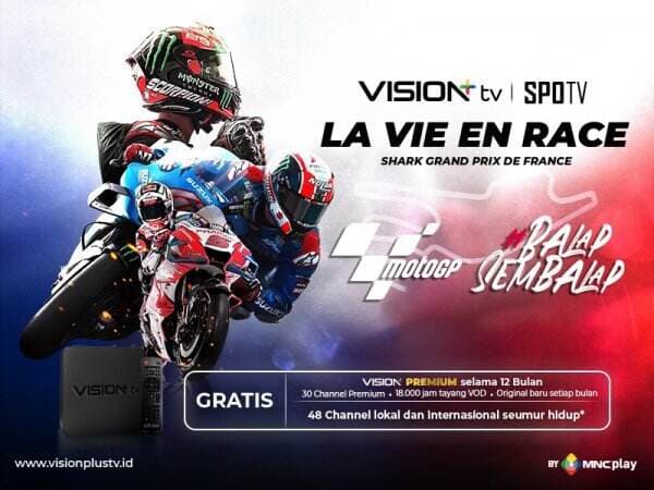 Nonton MotoGP Prancis 2022, Live Melalui Channel SPOTV di Vision+ TV!