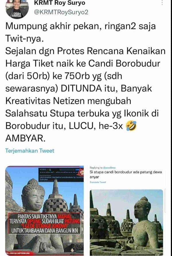 Waduh, Roy Suryo Unggah Meme Patung Buddha Berwajah Jokowi `I Gede Utange Jokowi` Waduh, Roy Suryo Unggah Meme Patung Buddha Berwajah Jokowi `I Gede Utange Jokowi`