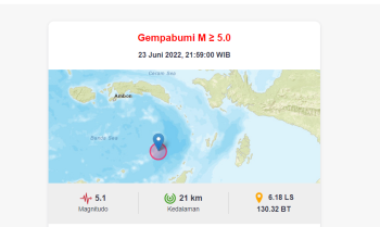 Gempa M5,1 Guncang Maluku, Tidak Menimbulkan Tsunami