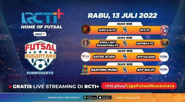 Link Live Streaming Liga Futsal Nusantara Hari Ini di RCTI+ Link Live Streaming Liga Futsal Nusantara Hari Ini di RCTI+
