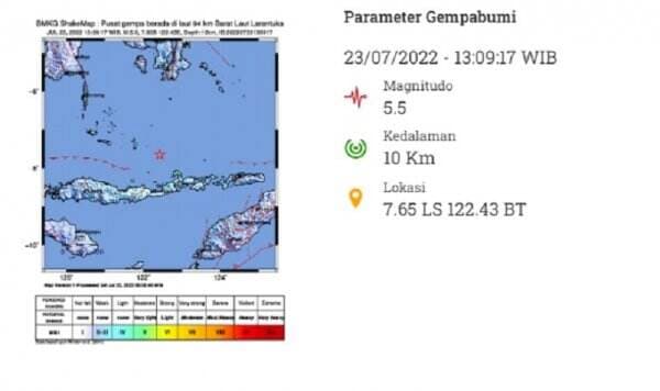 Gempa Terkini M 5,5 Guncang Larantuka, Tak Ada Peringatan Tsunami