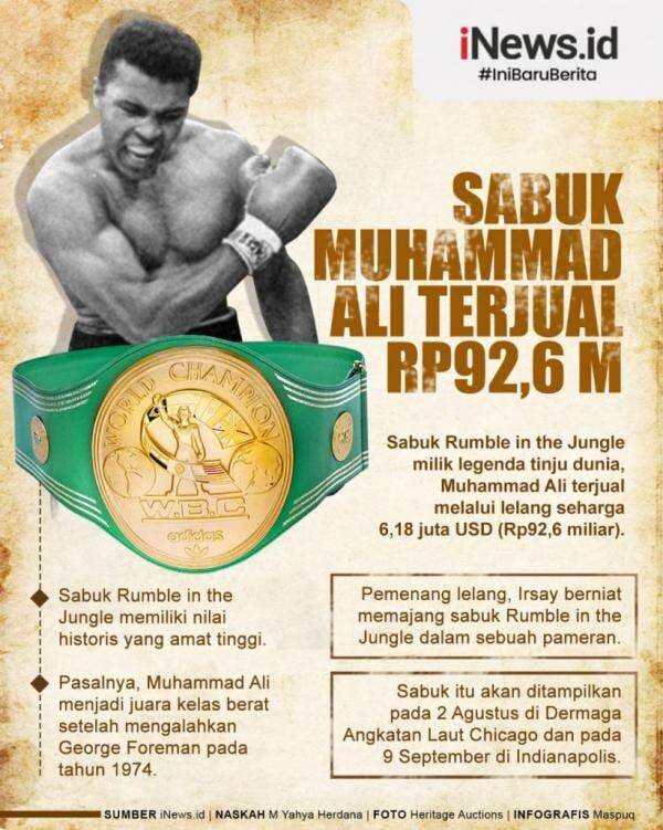 Sabuk Petinju Dunia Muhammad Ali Terjual Rp92,6 Miliar, Ini Pemiliknya
