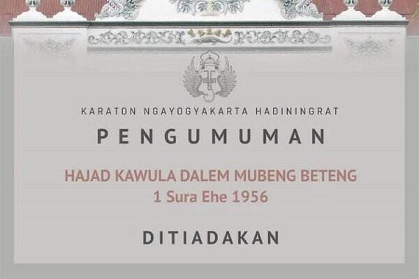Keraton Yogyakarta Tiadakan Tradisi Mubeng Beteng Malam 1 Suro