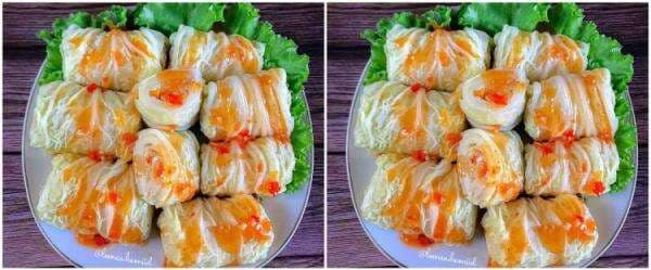 Resep sawi putih gulung isi ayam saus sambal, menggugah selera Resep sawi putih gulung isi ayam saus sambal, menggugah selera