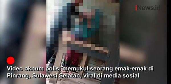 Video Oknum Polisi di Pinrang Pukul Emak-Emak Karena Ambil Ikan
