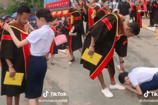Viral di TikTok, Adik Sujud di Kaki Kakak saat Wisuda Kuliah Viral di TikTok, Adik Sujud di Kaki Kakak saat Wisuda Kuliah