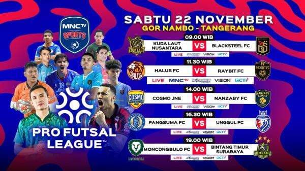 Live MNCTV! Ini Jadwal Siaran Langsung Pekan 7 Pro Futsal League Indonesia 2025-2026: Halus FC vs Raybit FC Live MNCTV! Ini Jadwal Siaran Langsung Pekan 7 Pro Futsal League Indonesia 2025-2026: Halus FC vs Raybit FC