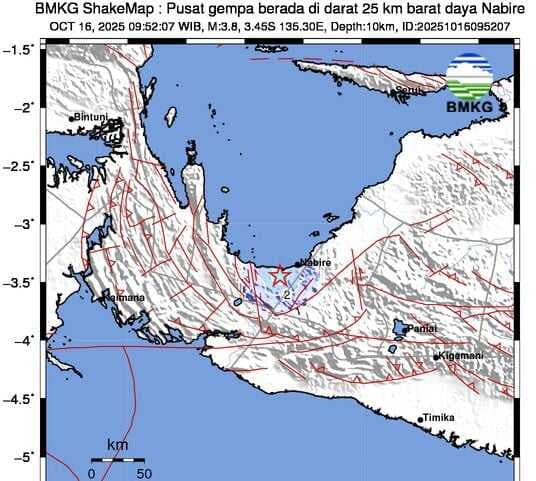Gempa Magnitudo 3,8 Guncang Nabire Papua Tengah, Terasa Cukup Kuat Gempa Magnitudo 3,8 Guncang Nabire Papua Tengah, Terasa Cukup Kuat