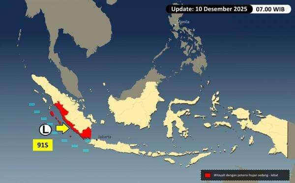 Bibit Siklon Tropis 91S Picu Peningkatan Hujan di Sumatera, BMKG: Waspada! Bibit Siklon Tropis 91S Picu Peningkatan Hujan di Sumatera, BMKG: Waspada!