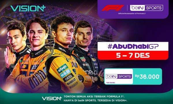 Cara Nonton F1 GP Abu Dhabi 2025 di Vision+, Klik di Sini! Cara Nonton F1 GP Abu Dhabi 2025 di Vision+, Klik di Sini!