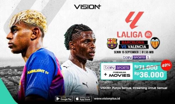 Barcelona vs Valencia di LaLiga, Ini Jadwal Tayang dan Link Nonton VISION+ Barcelona vs Valencia di LaLiga, Ini Jadwal Tayang dan Link Nonton VISION+