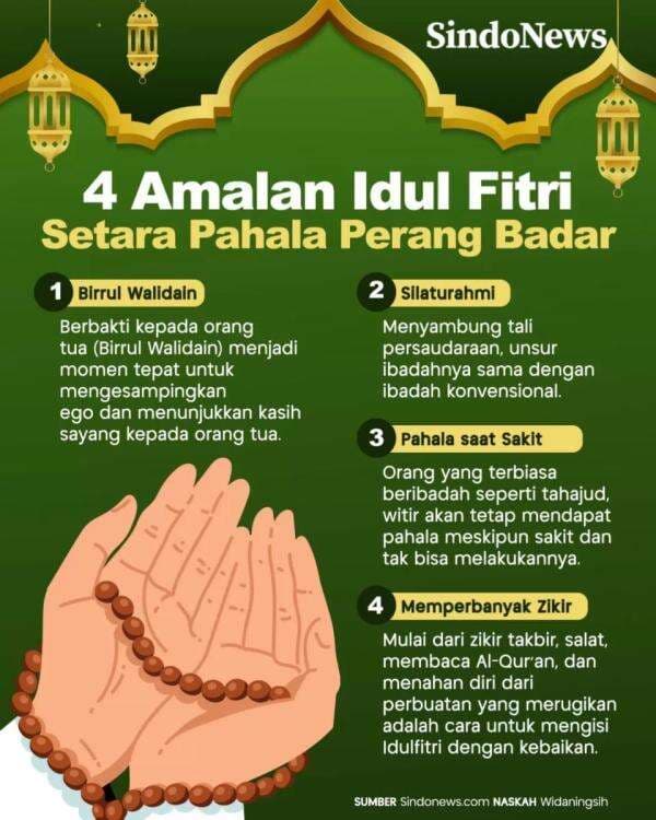 Yuk Simak, 4 Amalan Idulfitri yang Setara Pahala Perang Badar Yuk Simak, 4 Amalan Idulfitri yang Setara Pahala Perang Badar