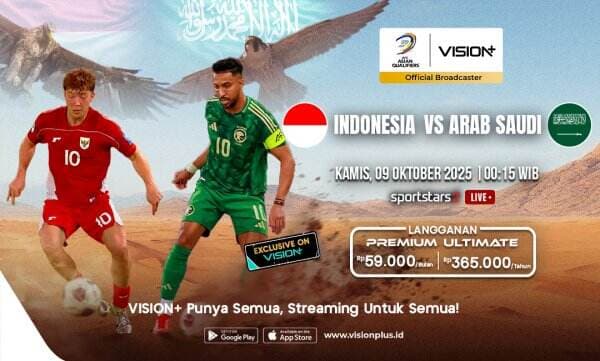 Cara Nonton Timnas Indonesia vs Arab Saudi Live Streaming di VISION+ Cara Nonton Timnas Indonesia vs Arab Saudi Live Streaming di VISION+