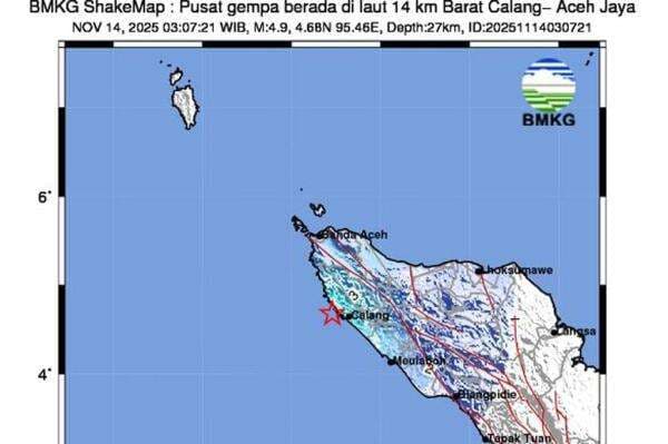 Gempa Hari Ini Magnitudo 4,9 Guncang Calang, Terasa Kuat di Aceh Besar Gempa Hari Ini Magnitudo 4,9 Guncang Calang, Terasa Kuat di Aceh Besar