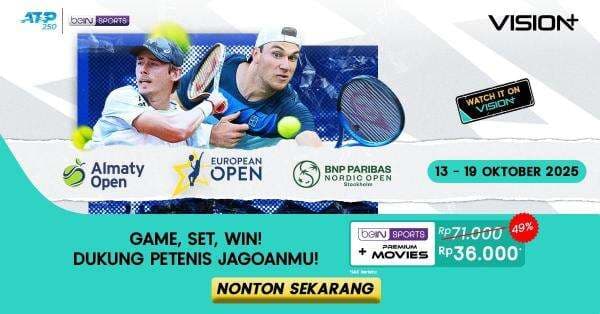 Jadwal dan Link Live Streaming Turnamen Tenis Dunia Pekan Ini: Almaty, European, Nordic Open di VISION+ Jadwal dan Link Live Streaming Turnamen Tenis Dunia Pekan Ini: Almaty, European, Nordic Open di VISION+