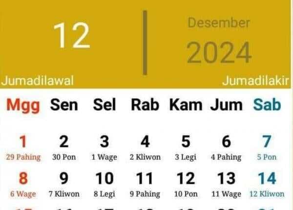 12 Desember 2024 Malam Jumat Kliwon Bukan? Cek Weton, Wuku, dan Pasaran Berikut 12 Desember 2024 Malam Jumat Kliwon Bukan? Cek Weton, Wuku, dan Pasaran Berikut