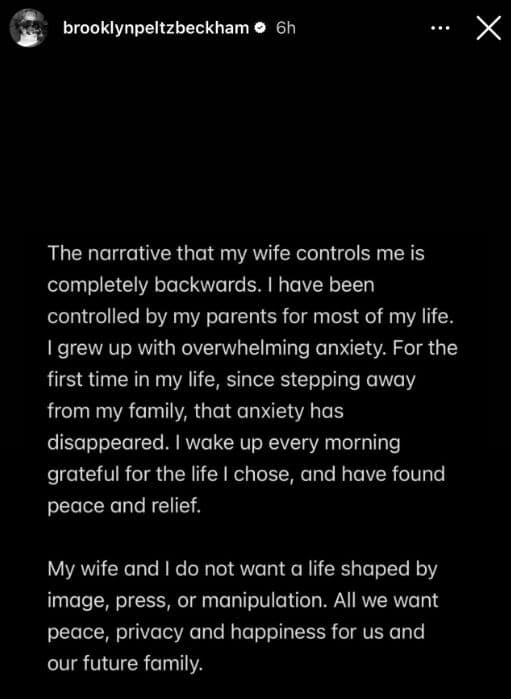 Kisruh Keluarga David Beckham, Brooklyn Bantah Disetir Istri Kisruh Keluarga David Beckham, Brooklyn Bantah Disetir Istri