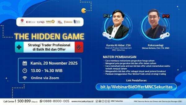 Daftar Webinar Gratis MNC Sekuritas The Hidden Game: Strategi Trader Profesional di Balik Bid dan Offer Daftar Webinar Gratis MNC Sekuritas The Hidden Game: Strategi Trader Profesional di Balik Bid dan Offer