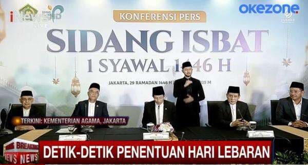 Breaking News! Hasil Sidang Isbat : Pemerintah Tetapkan Idul Fitri 1446 H Jatuh pada 31 Maret 2025 Breaking News! Hasil Sidang Isbat : Pemerintah Tetapkan Idul Fitri 1446 H Jatuh pada 31 Maret 2025