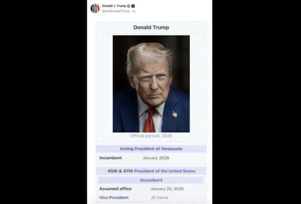 Trump Posting Gambar Klaim Jabat Presiden Venezuela Sementara Trump Posting Gambar Klaim Jabat Presiden Venezuela Sementara