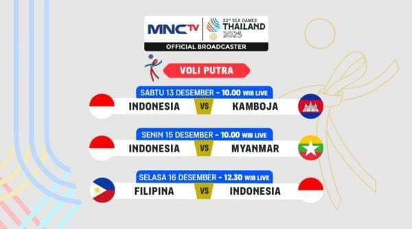 Jadwal Siaran Langsung Timnas Voli Putra Indonesia di SEA Games 2025, Siap Pertahankan Emas! Jadwal Siaran Langsung Timnas Voli Putra Indonesia di SEA Games 2025, Siap Pertahankan Emas!