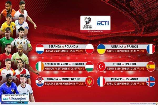Kualifikasi Piala Dunia 2026 Zona Eropa Live di RCTI Kualifikasi Piala Dunia 2026 Zona Eropa Live di RCTI